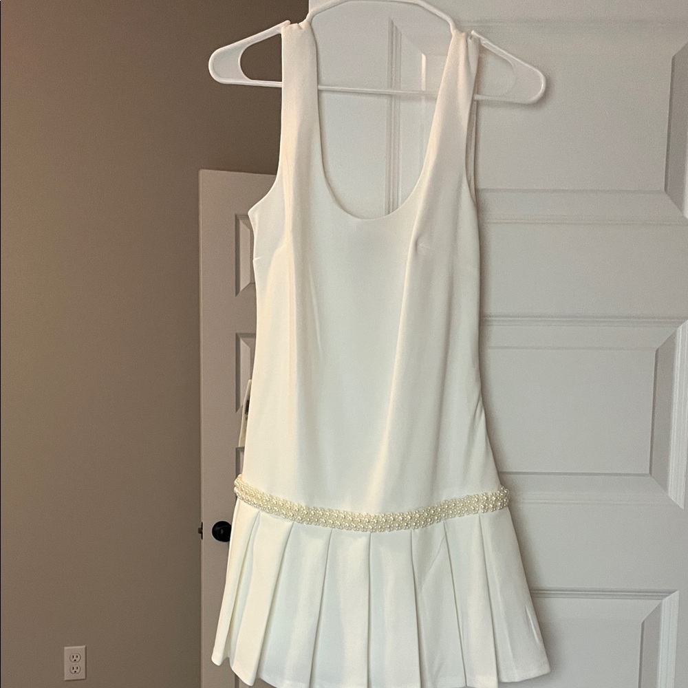 Dillards White Dress with Pearl Detail
